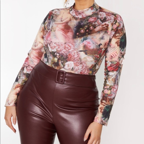 PrettyLittleThing Tops - PrettyLittleThing mock neck long sleeve bodysuit